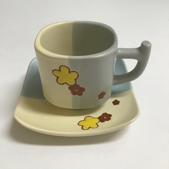 Japanese Pottery Espresso Coffee Cup & Saucer Tea Cup Mod Cherry Blossom Floral - Picture 11 of 15